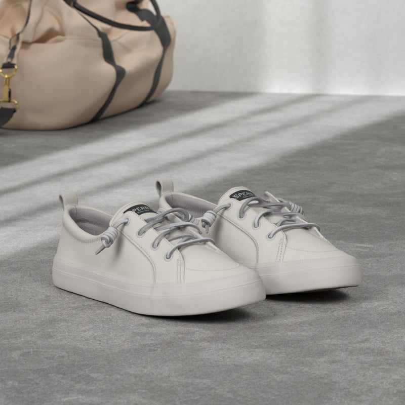 Sperry Womens Crest Vibe Leather Sneaker, White, 9.5 - Image 1